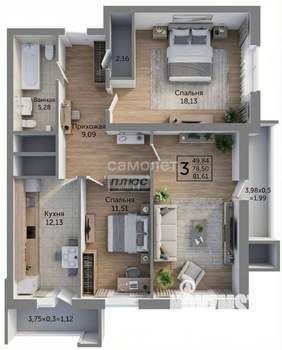 3-к квартира, вторичка, 79м2, 14/16 этаж