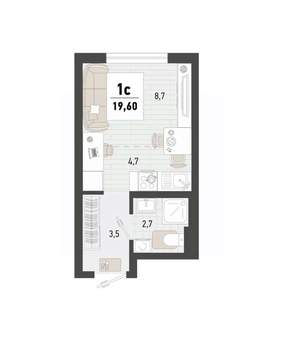 Студия квартира, вторичка, 20м2, 11/15 этаж