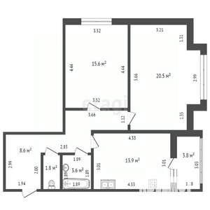 2-к квартира, вторичка, 66м2, 14/16 этаж