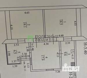 3-к квартира, вторичка, 72м2, 1/1 этаж