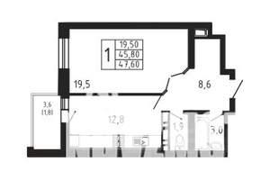 1-к квартира, строящийся дом, 48м2, 5/16 этаж