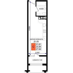 Студия квартира, вторичка, 27м2, 5/20 этаж