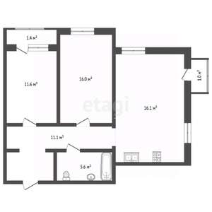 2-к квартира, вторичка, 66м2, 16/18 этаж