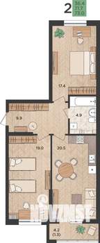 2-к квартира, вторичка, 73м2, 22/24 этаж