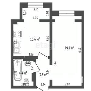 1-к квартира, вторичка, 43м2, 5/7 этаж