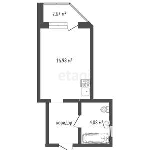 Студия квартира, вторичка, 21м2, 6/12 этаж
