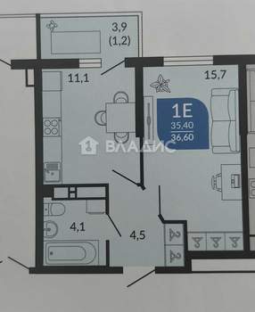 1-к квартира, вторичка, 37м2, 2/25 этаж