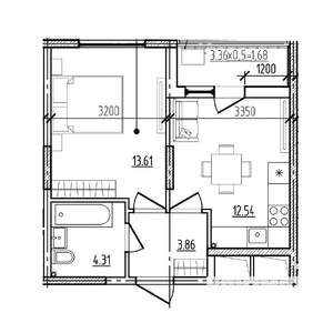 1-к квартира, вторичка, 36м2, 1/9 этаж
