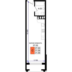 Студия квартира, вторичка, 31м2, 3/8 этаж