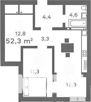 2-к квартира, вторичка, 52м2, 7/8 этаж
