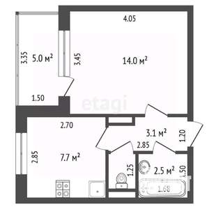 1-к квартира, вторичка, 28м2, 3/9 этаж