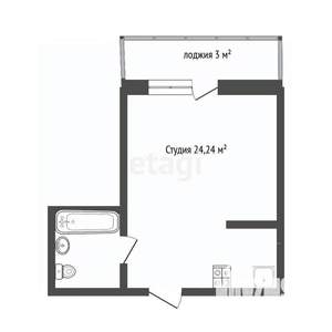 Студия квартира, вторичка, 24м2, 2/12 этаж