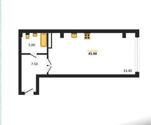 1-к квартира, сданный дом, 46м2, 3/7 этаж