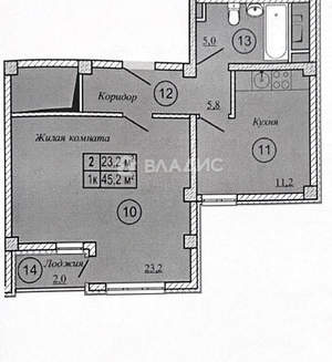 1-к квартира, вторичка, 45м2, 10/16 этаж