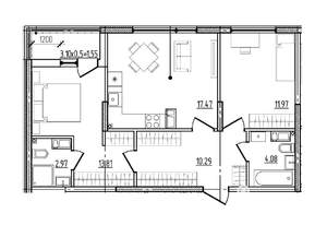 2-к квартира, вторичка, 62м2, 2/9 этаж