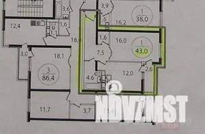 1-к квартира, вторичка, 43м2, 11/16 этаж