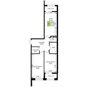 2-к квартира, строящийся дом, 75м2, 2/8 этаж