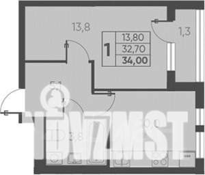 1-к квартира, вторичка, 34м2, 15/15 этаж