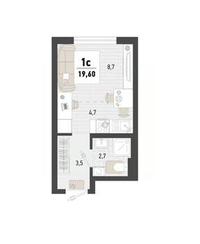 Студия квартира, вторичка, 20м2, 10/15 этаж