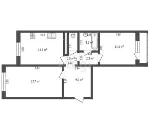 2-к квартира, вторичка, 61м2, 15/16 этаж