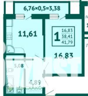 1-к квартира, вторичка, 42м2, 1/12 этаж