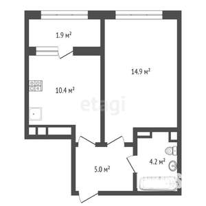 1-к квартира, строящийся дом, 36м2, 8/21 этаж