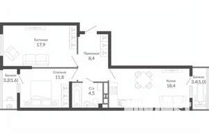 2-к квартира, вторичка, 63м2, 20/23 этаж