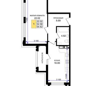 1-к квартира, вторичка, 55м2, 2/8 этаж