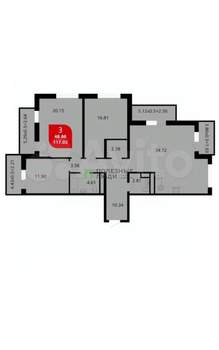 3-к квартира, вторичка, 108м2, 4/20 этаж
