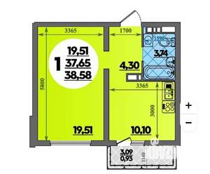 1-к квартира, вторичка, 39м2, 6/16 этаж