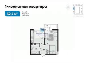 1-к квартира, вторичка, 32м2, 22/24 этаж