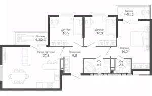 3-к квартира, вторичка, 83м2, 20/23 этаж