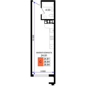 Студия квартира, строящийся дом, 29м2, 2/8 этаж