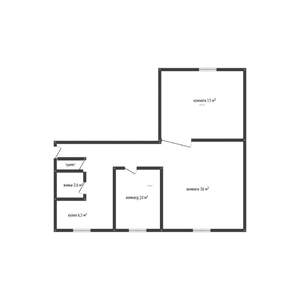 3-к квартира, вторичка, 58м2, 2/2 этаж