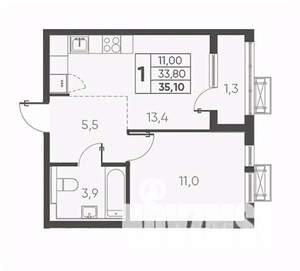 1-к квартира, вторичка, 35м2, 19/24 этаж