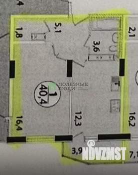 1-к квартира, вторичка, 40м2, 3/16 этаж