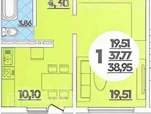 1-к квартира, вторичка, 38м2, 10/16 этаж