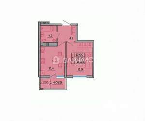 1-к квартира, вторичка, 33м2, 21/23 этаж