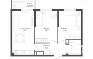 2-к квартира, вторичка, 54м2, 21/23 этаж