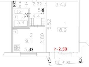 1-к квартира, вторичка, 37м2, 5/9 этаж