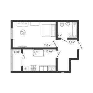 1-к квартира, вторичка, 41м2, 2/19 этаж