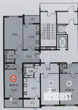 2-к квартира, вторичка, 65м2, 7/14 этаж