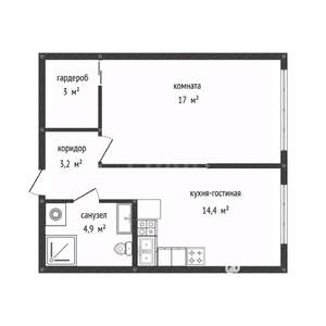 1-к квартира, вторичка, 43м2, 22/24 этаж