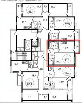 1-к квартира, вторичка, 38м2, 5/16 этаж