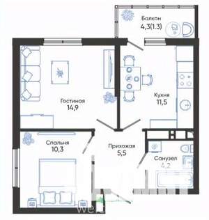2-к квартира, вторичка, 48м2, 8/24 этаж