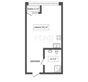 Студия квартира, сданный дом, 25м2, 13/24 этаж