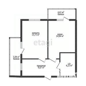 1-к квартира, вторичка, 42м2, 12/16 этаж