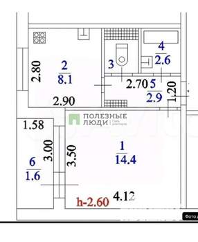 1-к квартира, вторичка, 29м2, 1/9 этаж