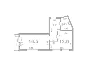 1-к квартира, вторичка, 43м2, 2/8 этаж