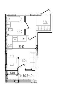 Студия квартира, вторичка, 23м2, 1/9 этаж